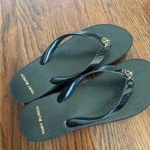Tory Burch Black Logo Platform Sandals